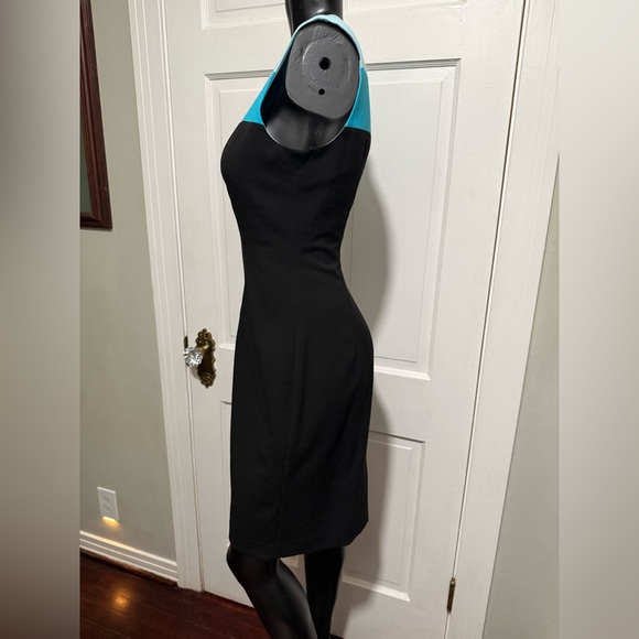 Calvin Klein Womens Sleeveless Dress Blue Black Grey Size 8 Block - Picture 3 of 6